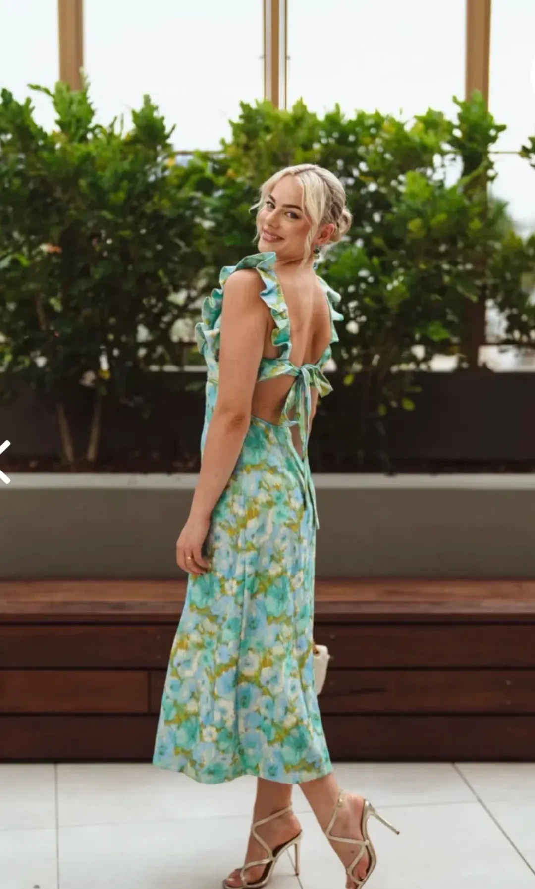Zimmermann High Tide Frilled Midi in Aqua Floral Size 1 for rent on The Volte - main image