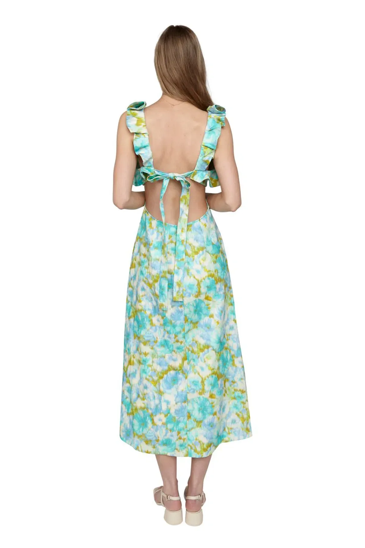 Zimmermann High Tide Frilled Midi in Aqua Floral Size 1 - Image 2
