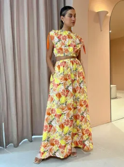 By Nicola Ahoy Top and Skirt Set in Citrus Print Size 8 for rent on The Volte - image 4