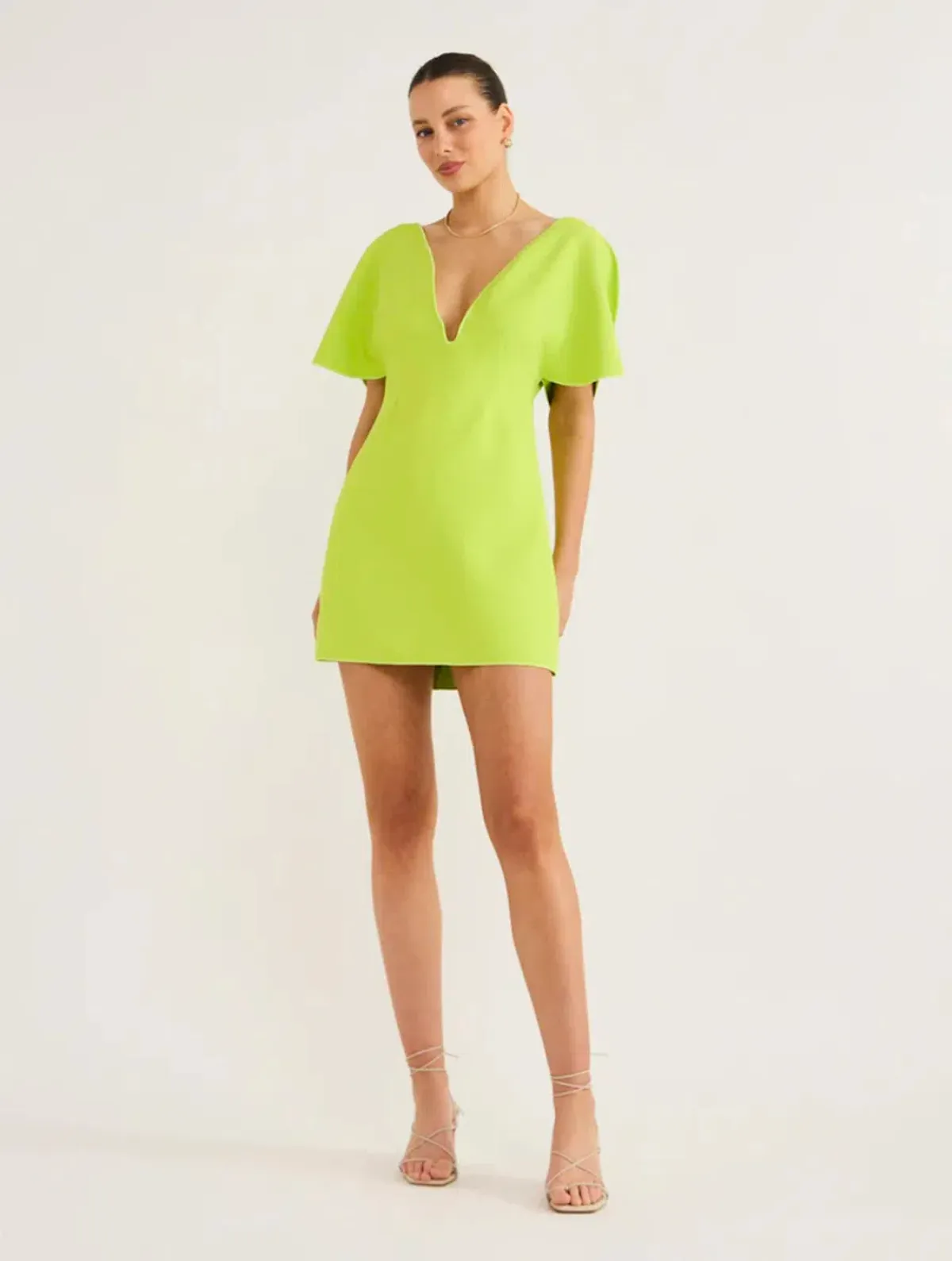 Acler Rogeron Mini Dress Citron Size 8 for rent on The Volte - main image