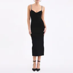 Rebecca Vallance Adele Knit Midi Dress Black Size 8 for rent on The Volte - image 1