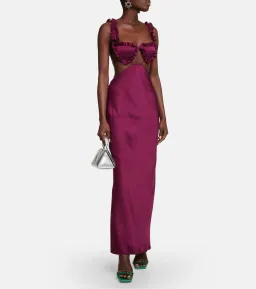 Attico Amber Cutout Satin Midi Dress In Purple Size 6 for rent on The Volte - image 1