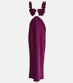 Attico Amber Cutout Satin Midi Dress In Purple Size 6 for rent on The Volte - image 4