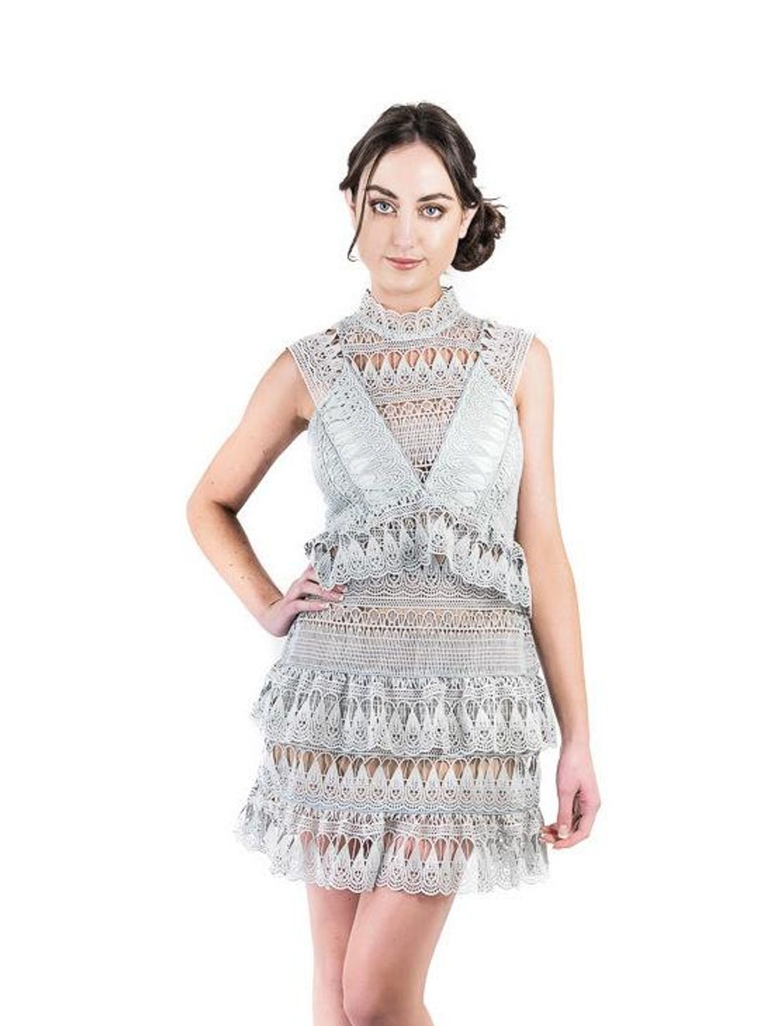 Self Portrait Guipure Mini Dress size 10 for rent on The Volte - main image