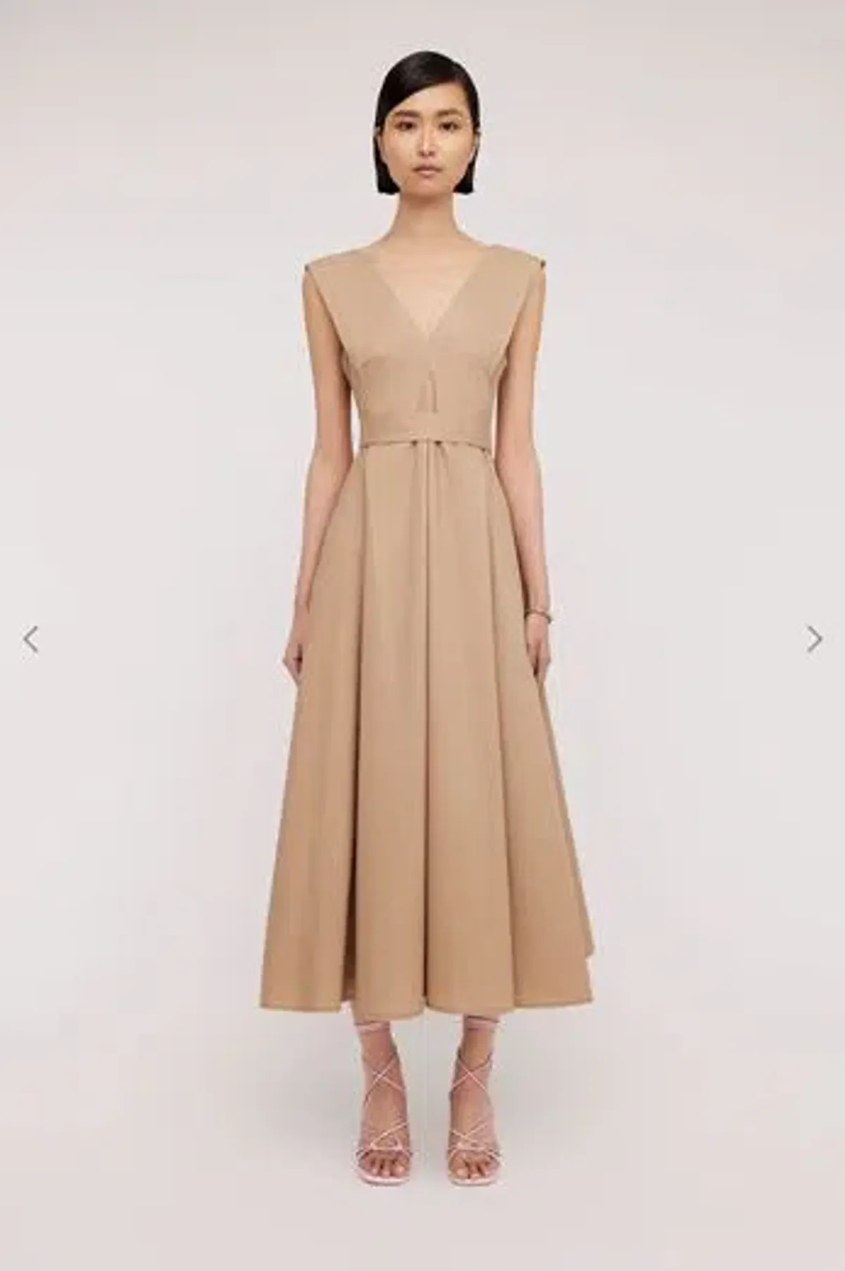 Scanlan Theodore Parachute Panelled A-Line Midi Dress Camel Size 8 - Image 1