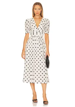 Zimmermann The V Neck Midi Dress in Cream/Black Dot Size 1 /AU 10 for rent on The Volte - image 1