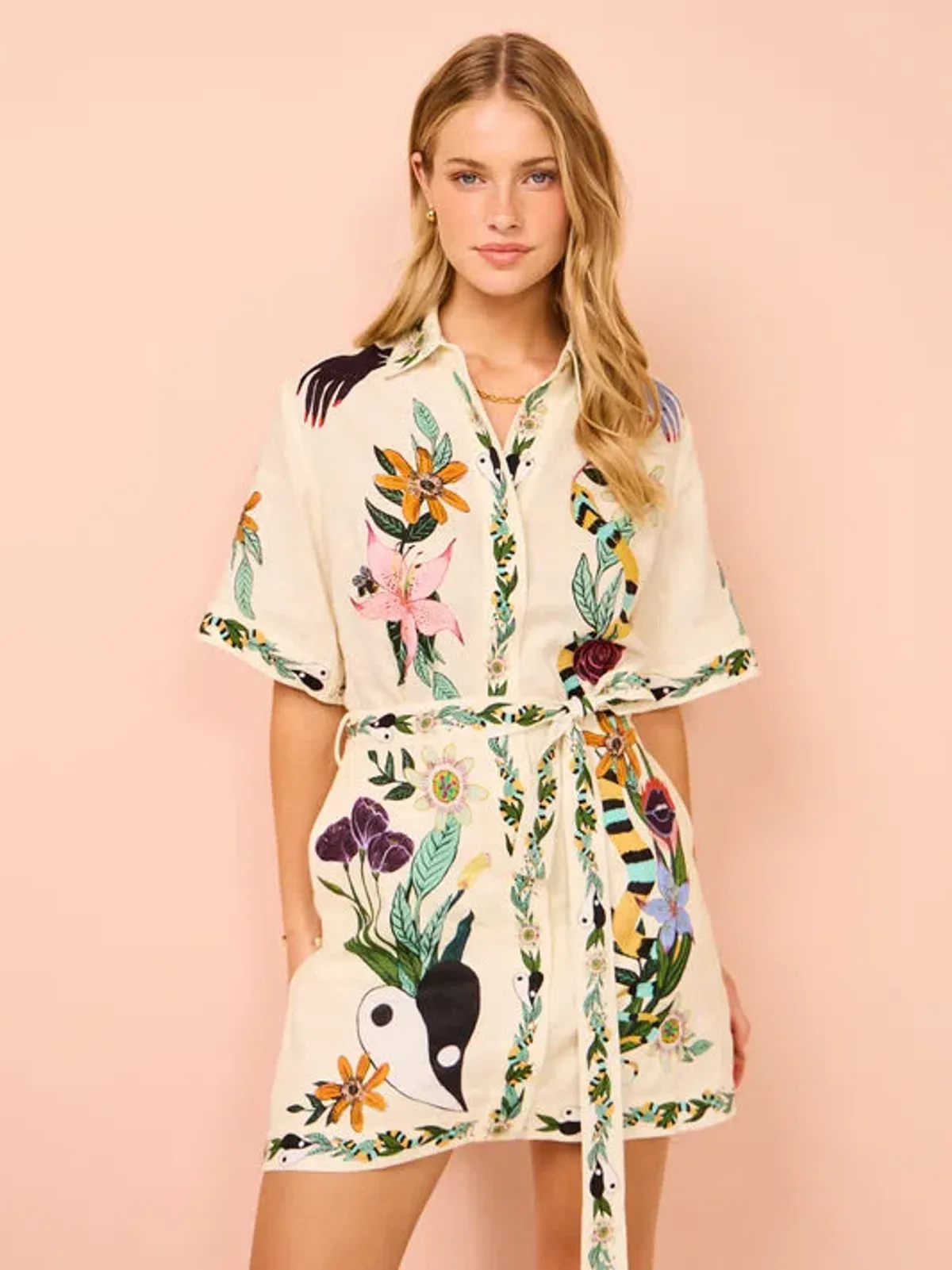 Alemais Meagan Linen Mini Dress Print Size 12 - Image 1