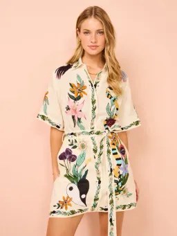 Alemais Meagan Linen Mini Dress Print Size 14 for rent on The Volte - image 1