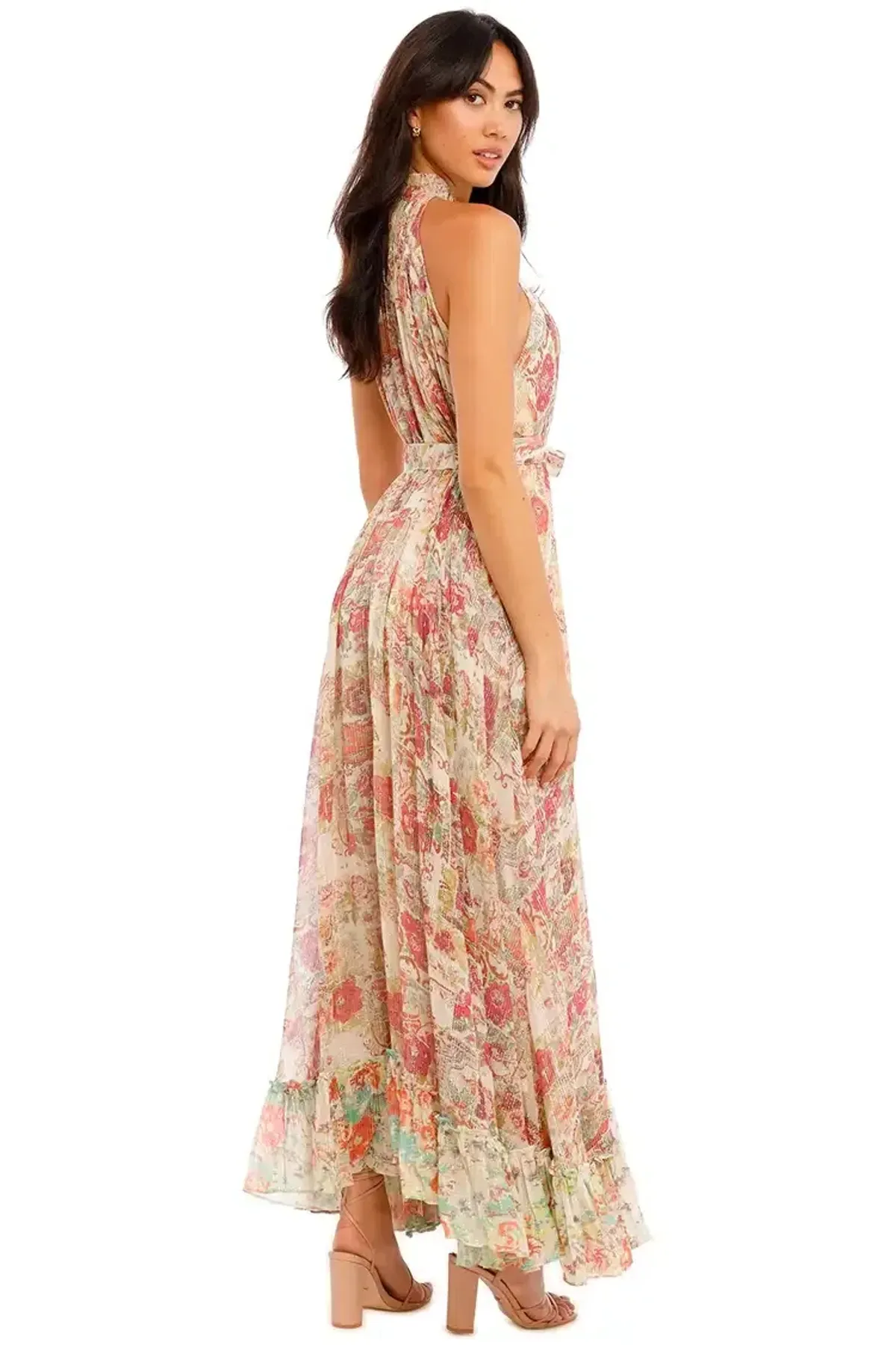 Hemant & Nandita Nova Midi Dress With Belt Floral Size 8 - Image 2