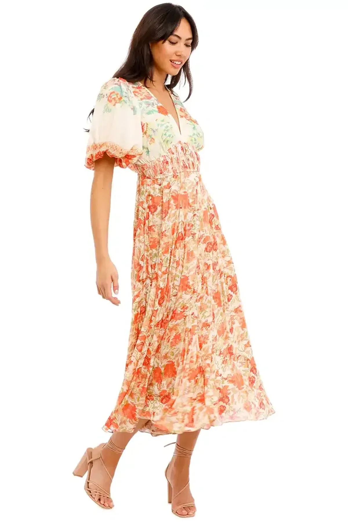 Hemant & Nandita Nova Midi Dress in Floral Size 10 - Image 3