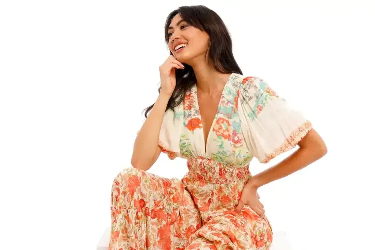 Hemant & Nandita Nova Midi Dress in Floral Size 8 - Image 5