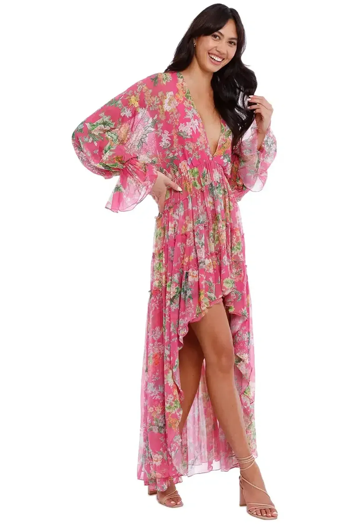 Hemant & Nandita Miyu Hi Lo Dress in Pink Size 10 - Image 3