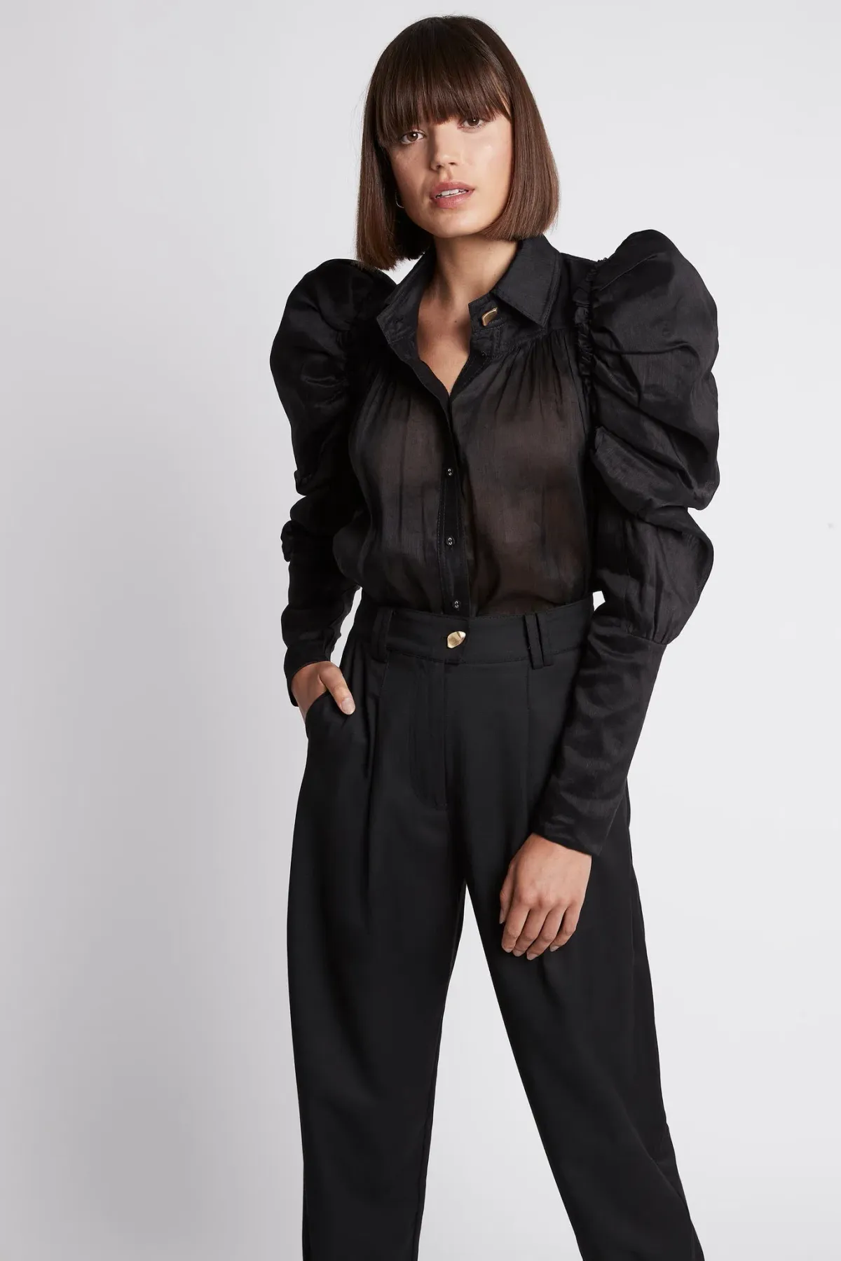 Aje Kindred Butterfly Sleeve Shirt Black Size 10 - Image 2
