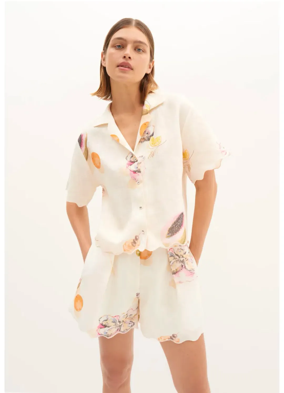 Morrison Aperitivo Linen Short Size 2/Au 10 and Shirt Size 1/Au 8 Set Print for rent on The Volte - main image