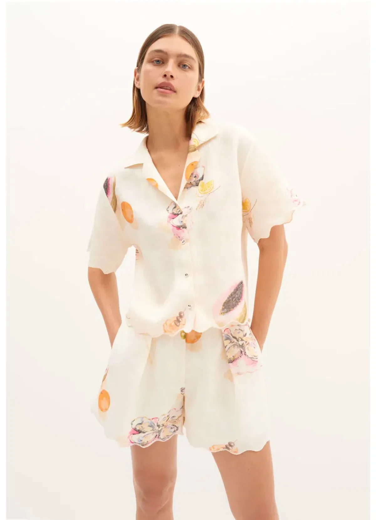 Morrison Aperitivo Linen Short Size 2/Au 10 and Shirt Size 1/Au 8 Set Print for rent on The Volte - main image