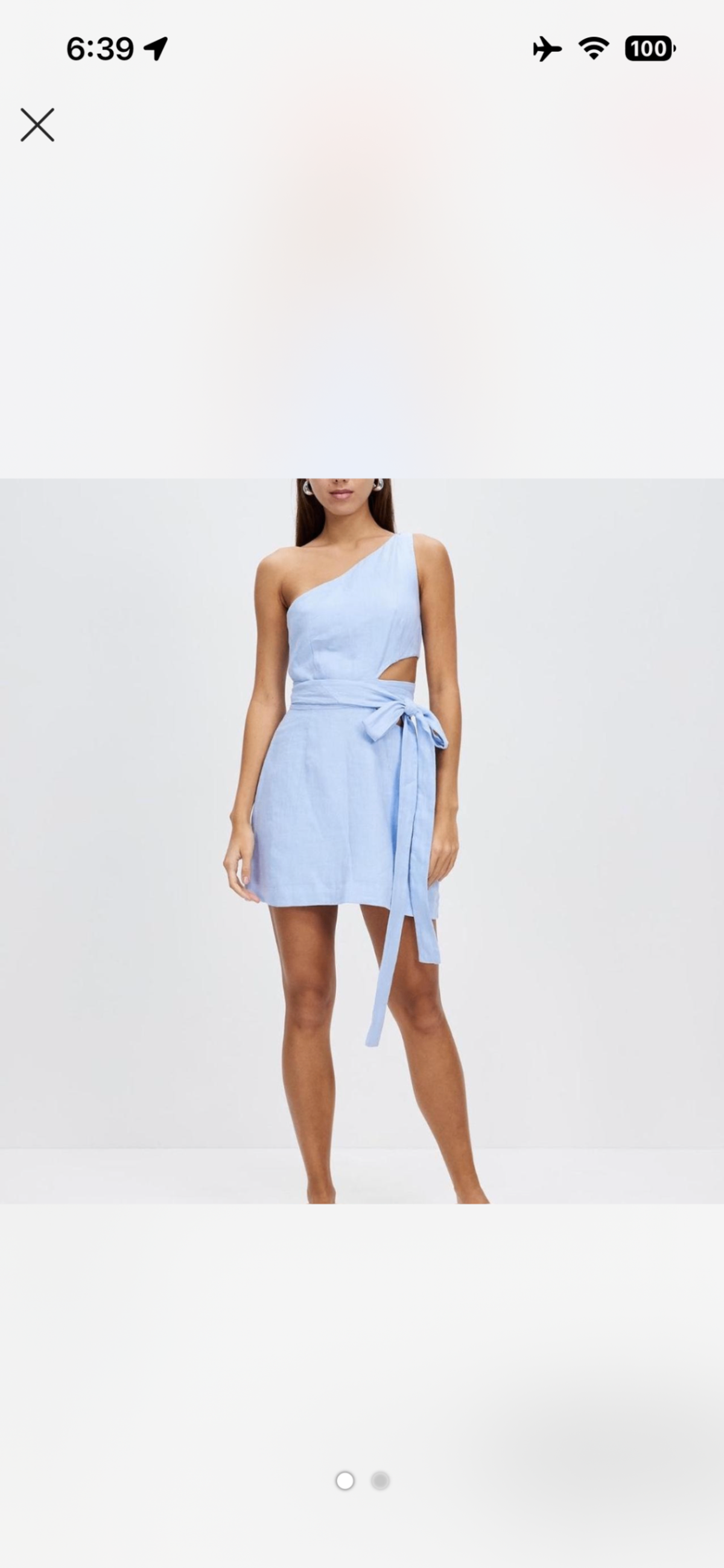 Bondi Born Light Blue Linen Wrap Mini Dress Size 8 - Image 1