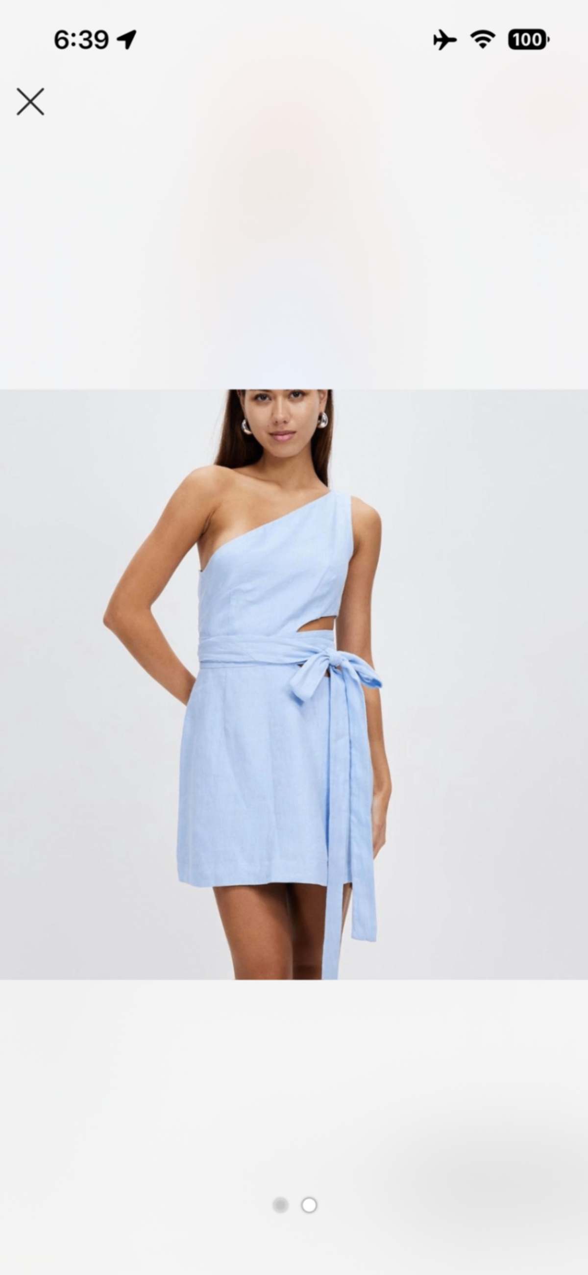 Bondi Born Light Blue Linen Wrap Mini Dress Size 8 - Image 2