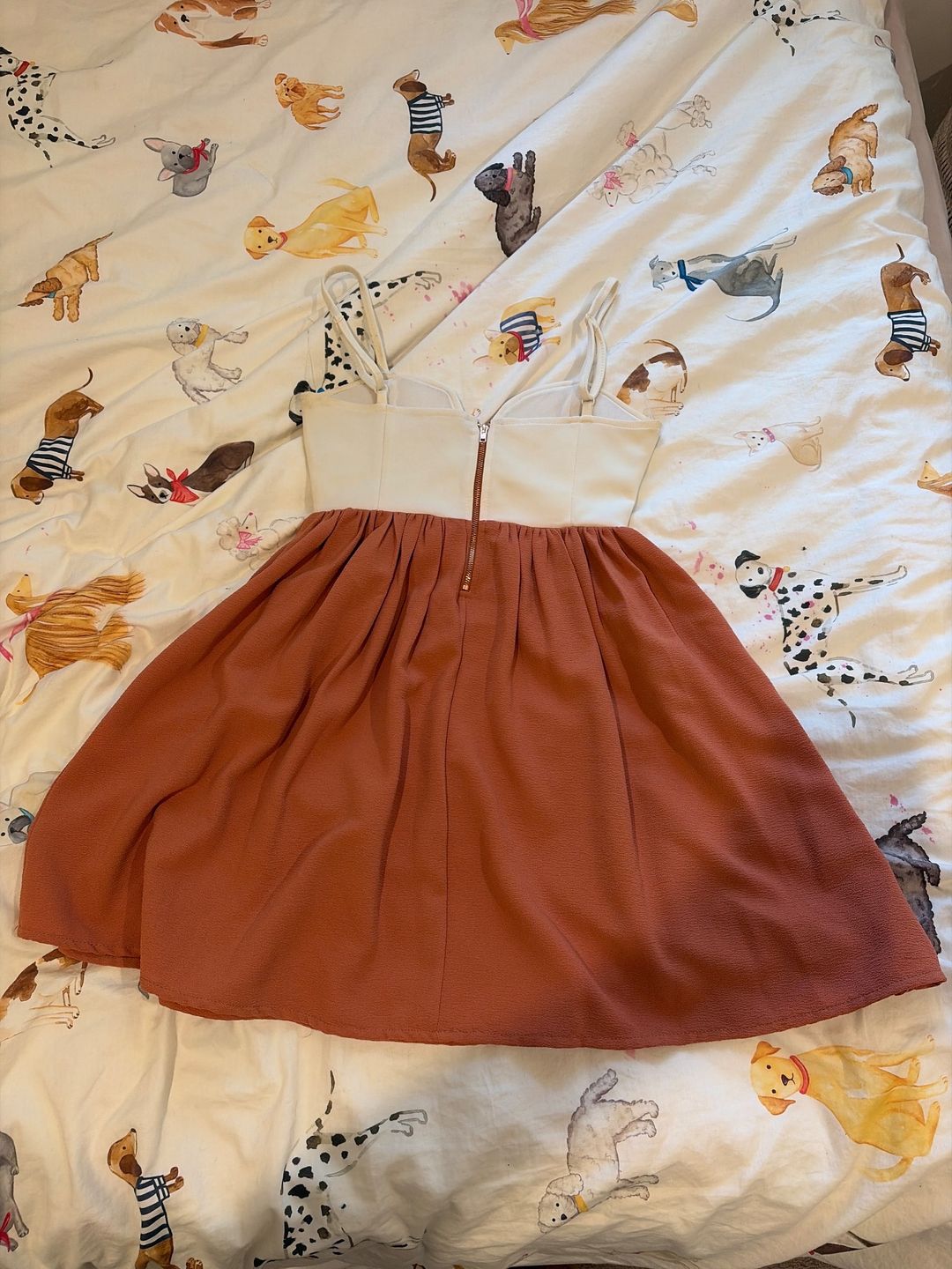 Paint it Red Copper Orange Zip-Up Fit & Flare Dress XS for rent on The Volte - main image