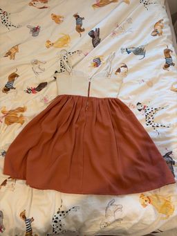 Paint it Red Copper Orange Zip-Up Fit & Flare Dress XS for rent on The Volte - image 2