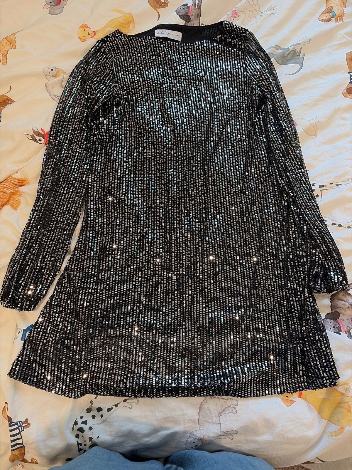 Petal + Pup Sparkle Sequin Dress XS Silver Black for rent on The Volte - main image