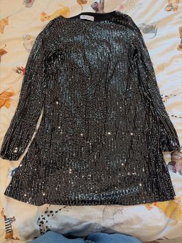Petal + Pup Sparkle Sequin Dress XS Silver Black for rent on The Volte - image 1
