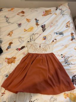 Paint it Red Copper Orange Zip-Up Fit & Flare Dress XS for rent on The Volte - image 1