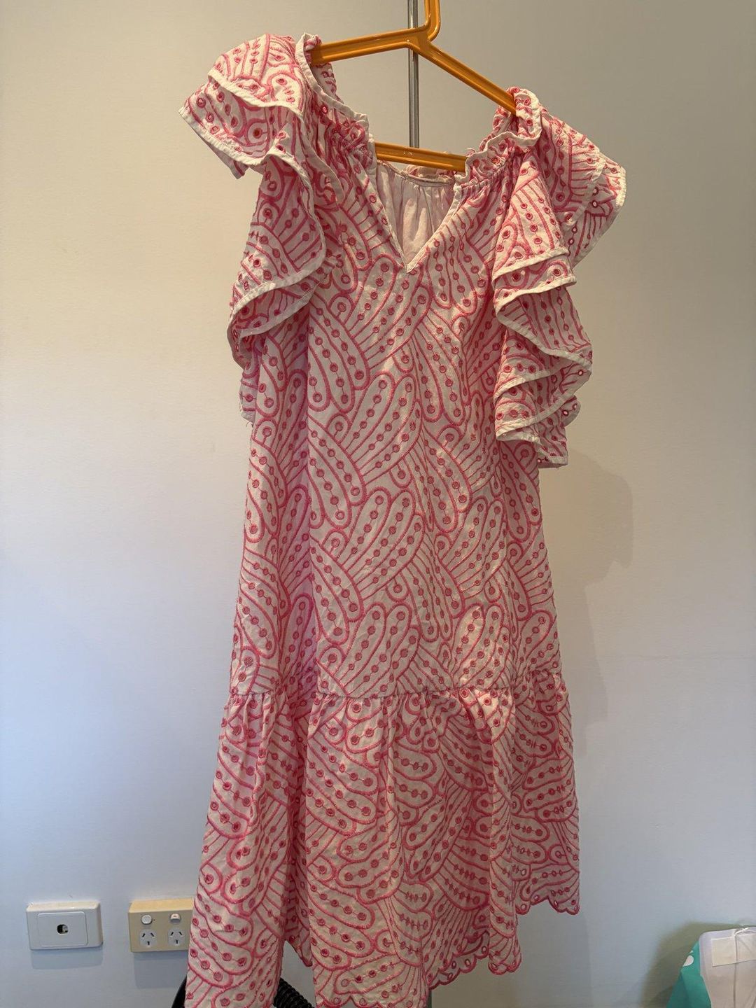 Country Road Girls Embroidered Ruffle Off-Shoulder Midi Dress Size 12 for rent on The Volte - main image