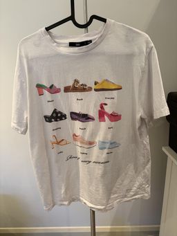 Sportsgirl Women's "Shoes for Every Occasion" Print T-Shirt Size S White for rent on The Volte - image 2