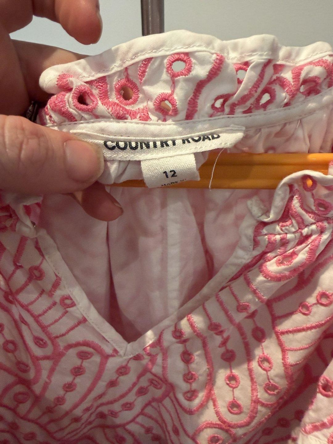 Country Road Girls Embroidered Ruffle Off-Shoulder Midi Dress Size 12 for rent on The Volte - main image