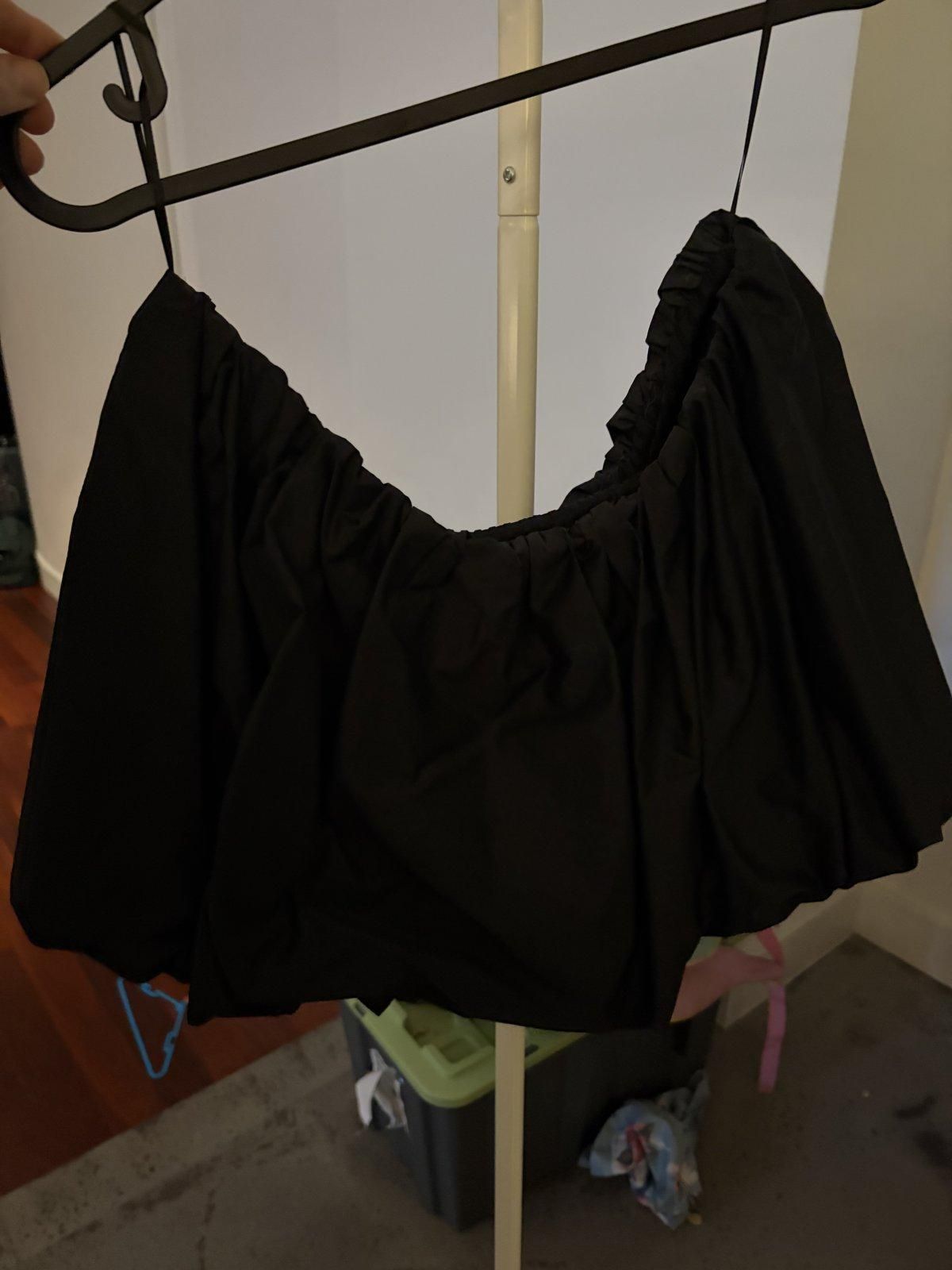Bianca Spender Women's Black Off-Shoulder Puff Sleeve Blouse M - Image 1