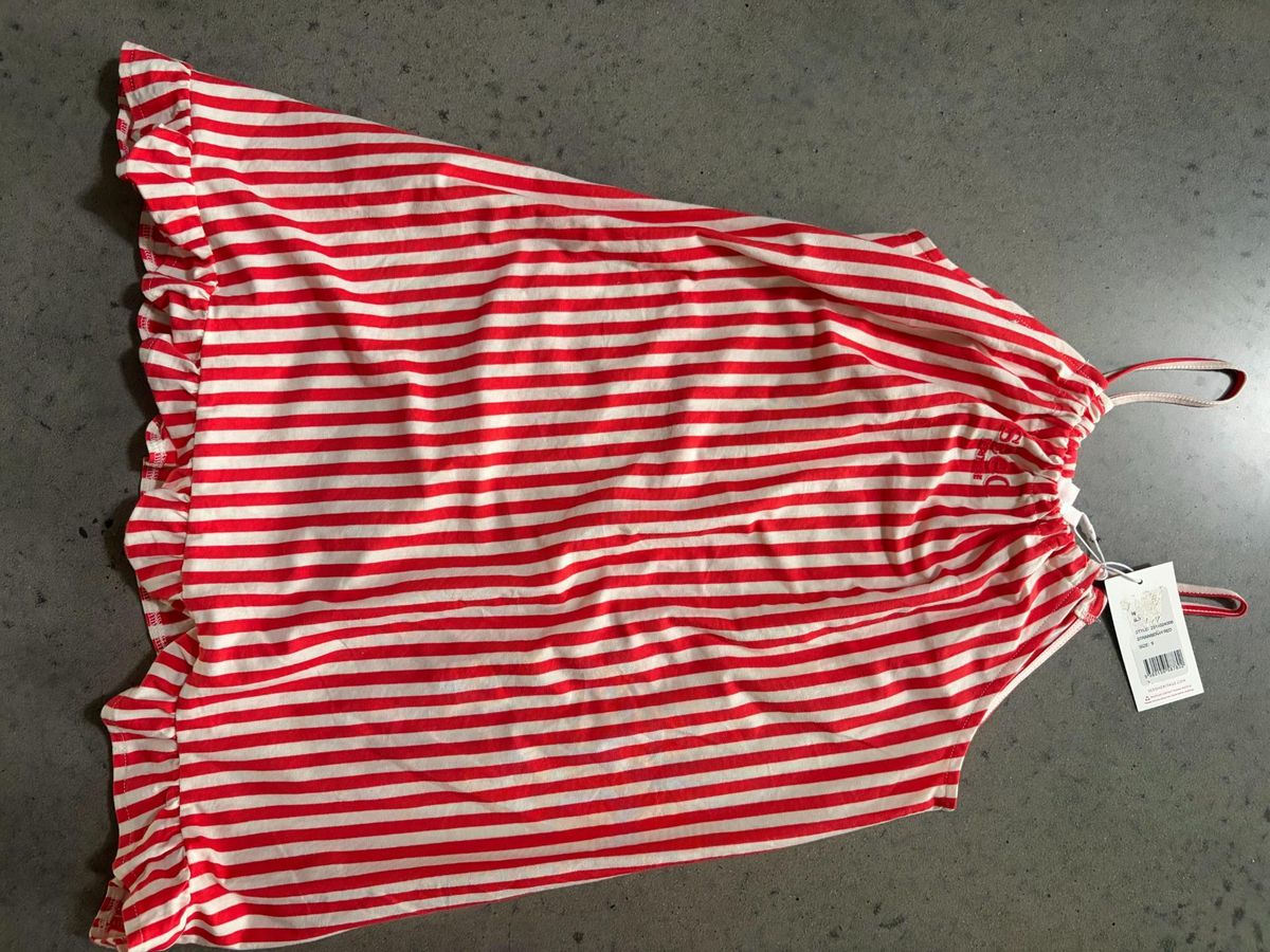 Seed Heritage Girls Red Striped Sleeveless Dress 9-10 Years - Image 1