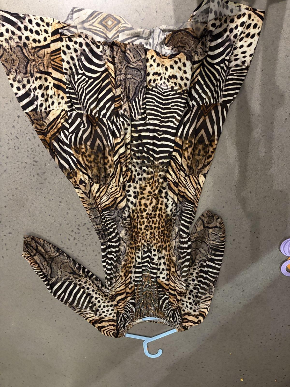 Camilla Girls Animal-Print Silky Kaftan Dress Size 10 - Image 1