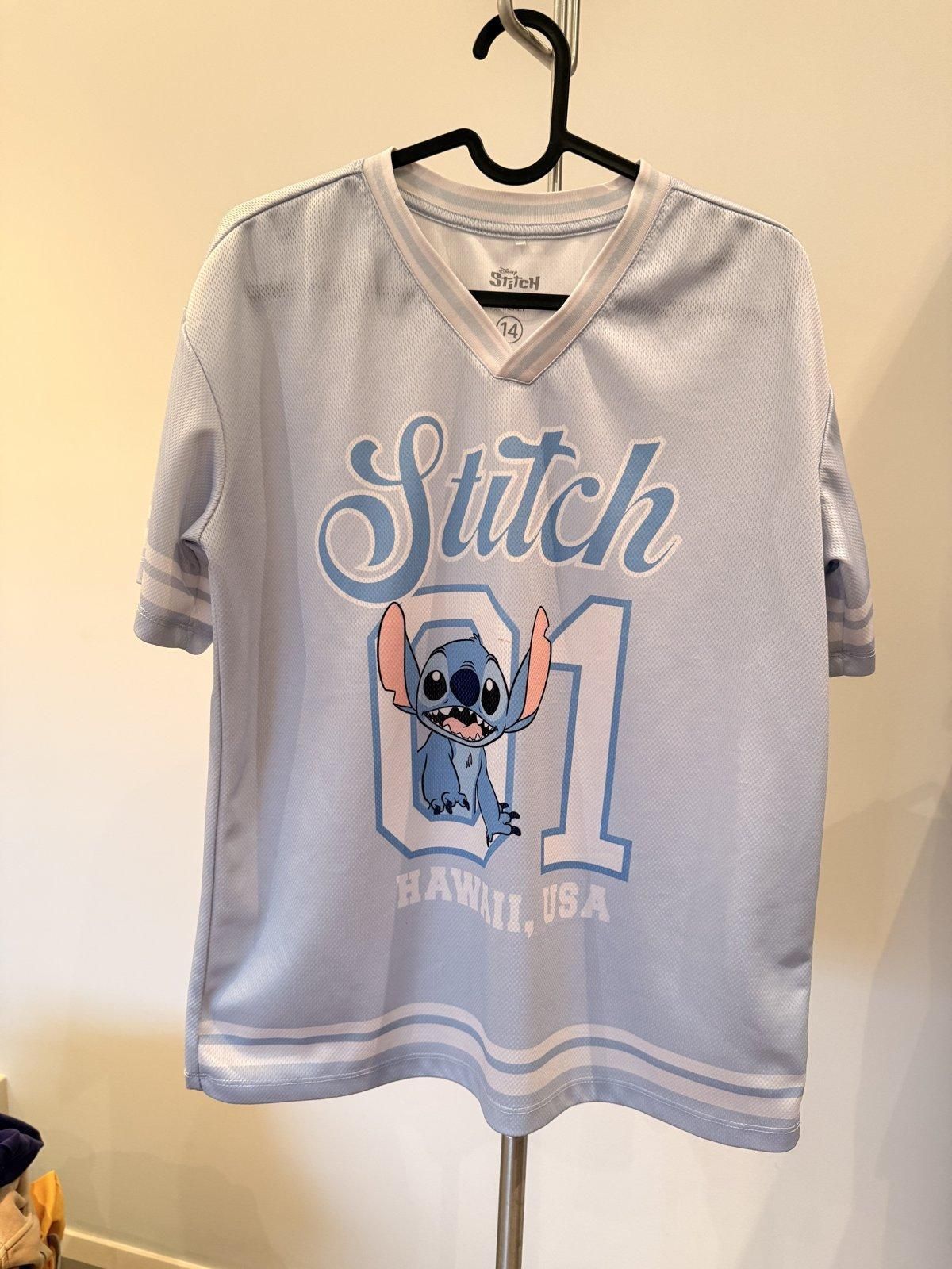 Disney Stitch Mesh Jersey Top Size 14 Blue - Image 2