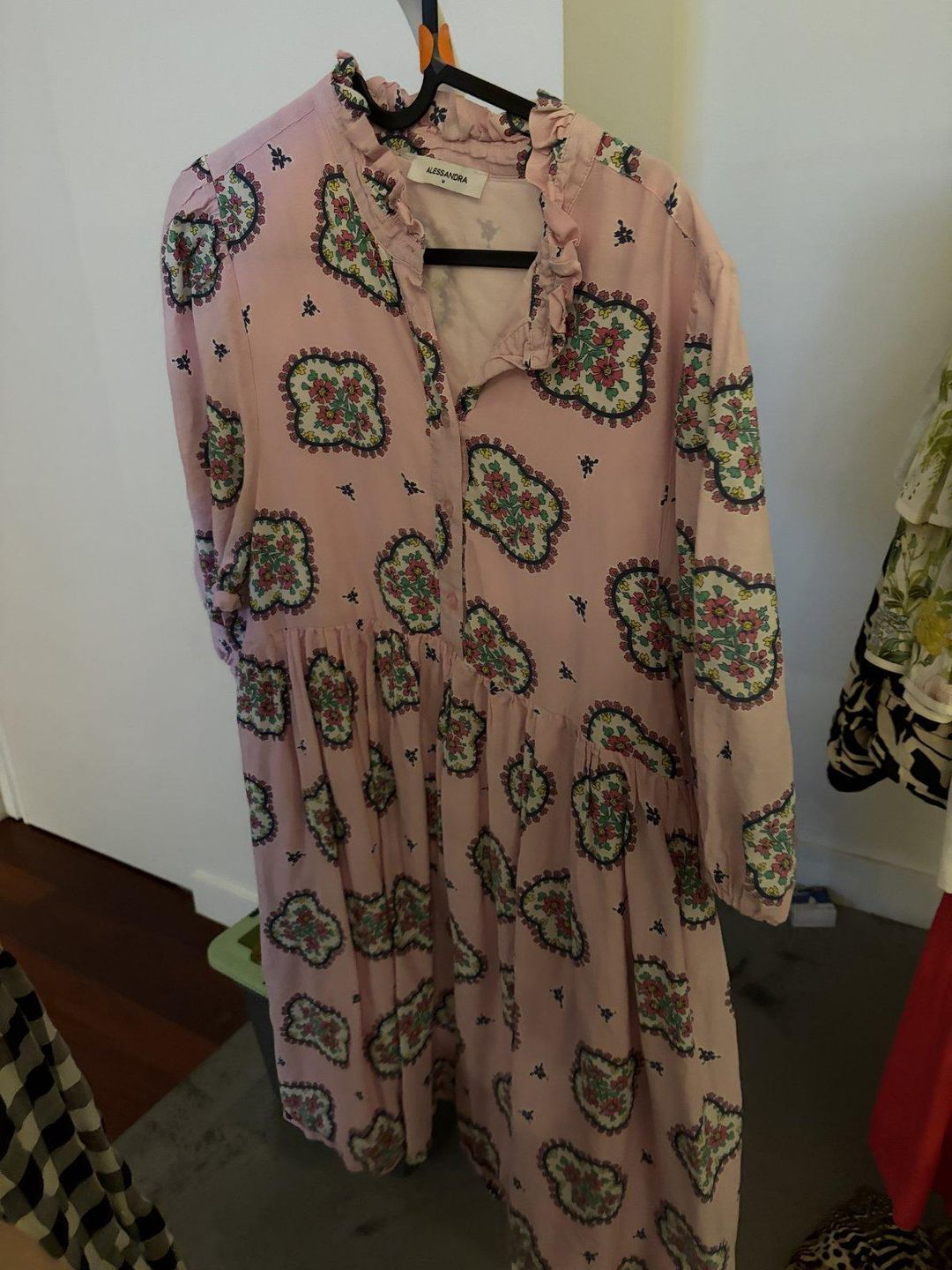 Alessandra Floral Paisley Smock Dress Size M Dusty Pink for rent on The Volte - main image