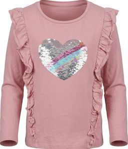 Milkshake Girls Sequin Heart Ruffle Long Sleeve Top Size 8 Pink for rent on The Volte - image 1