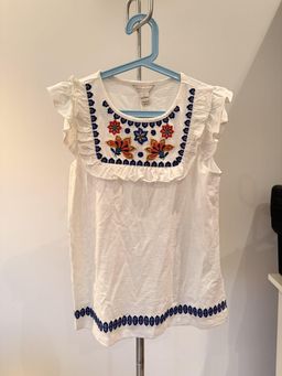 Monsoon Girls Embroidered Ruffle Sleeve Blouse White 12-13Y for rent on The Volte - image 1