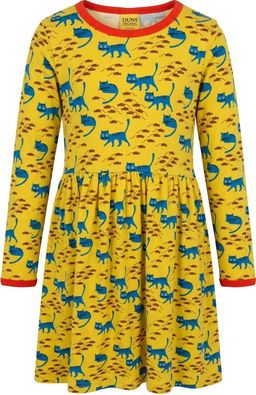 DUNS Sweden Girls' Cat Print Long Sleeve Dress Size 134 Yellow for rent on The Volte - image 1