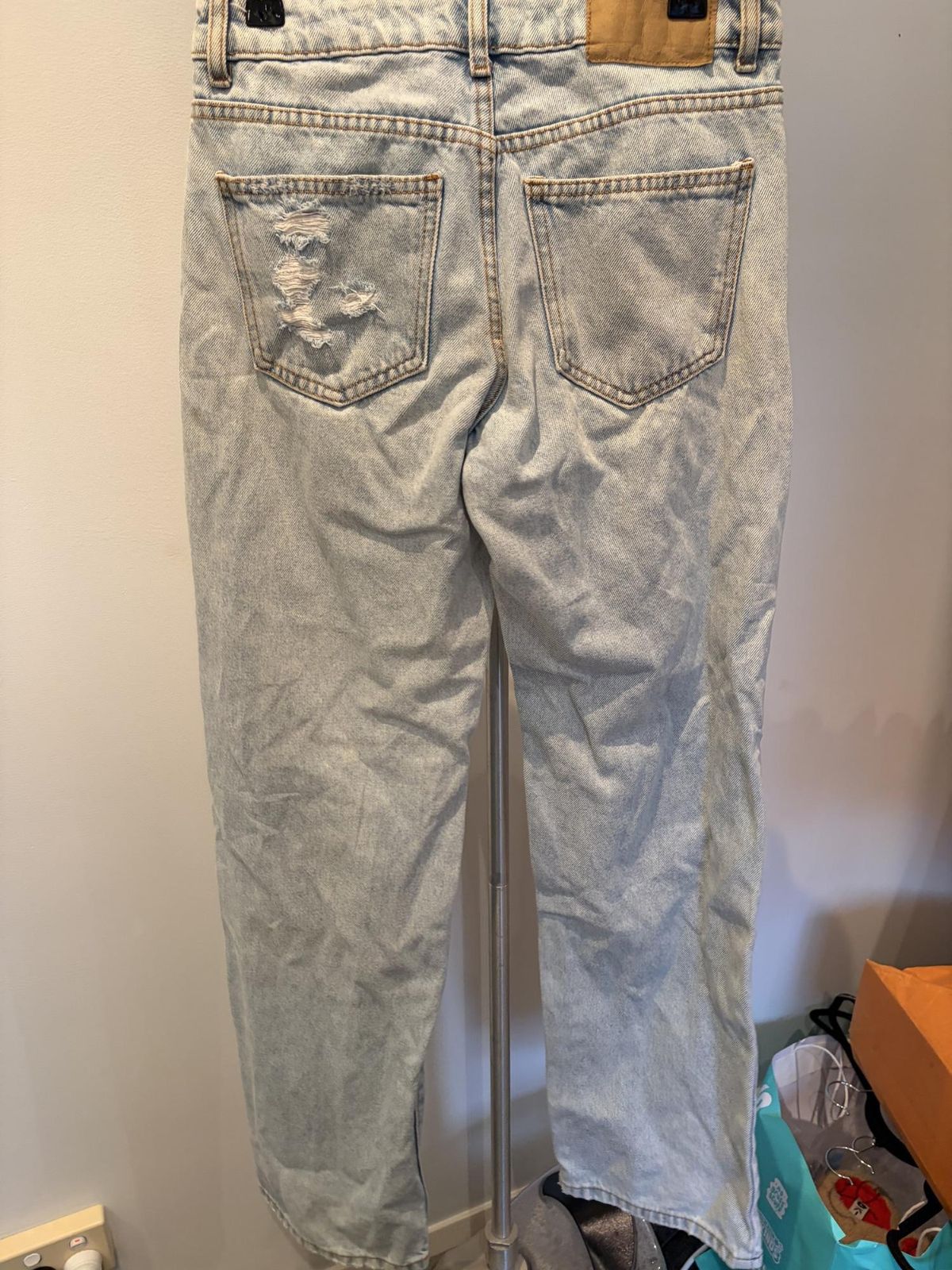 Cotton On Women's Straight Leg Ripped Jeans Size 6 Light Blue - Image 3