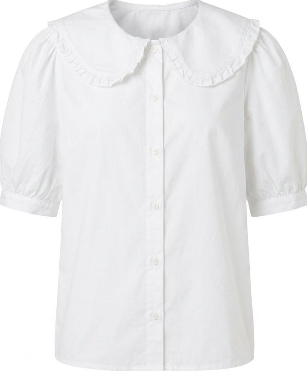 NEXT Girls Ruffle Collar Puff Sleeve Blouse Size 12 White - Image 1