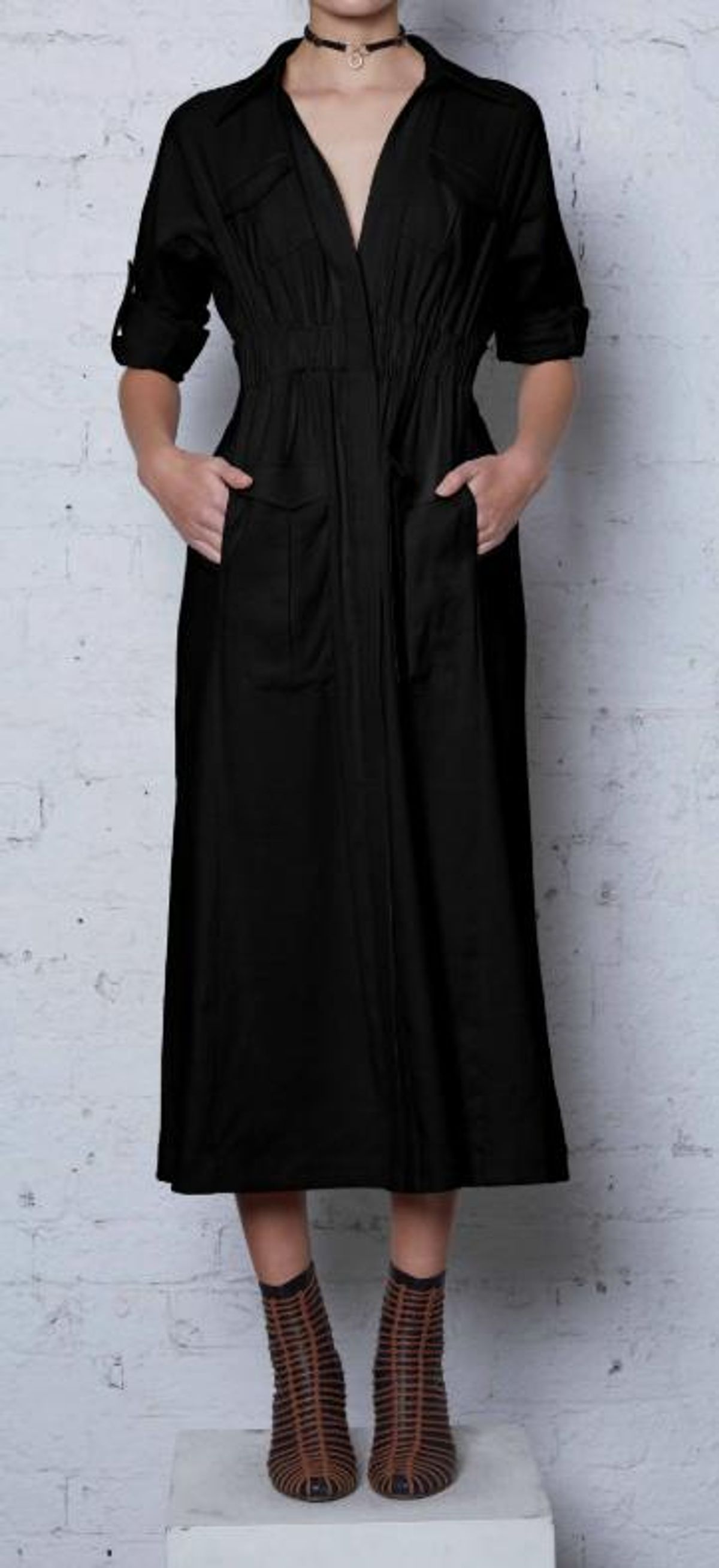 Kitx Women's Linen Safari Shirt Dress Black AU 12 for rent on The Volte - main image