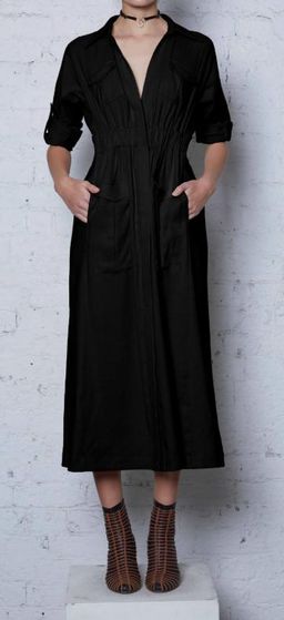 Kitx Women's Linen Safari Shirt Dress Black AU 12 for rent on The Volte - image 1