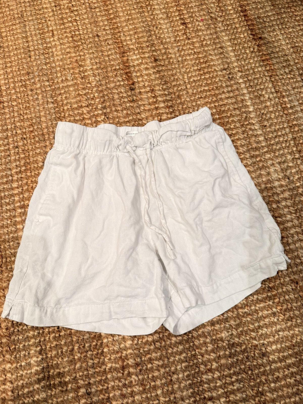 Anko Girls Linen Drawstring Shorts Size 6 White - Image 1