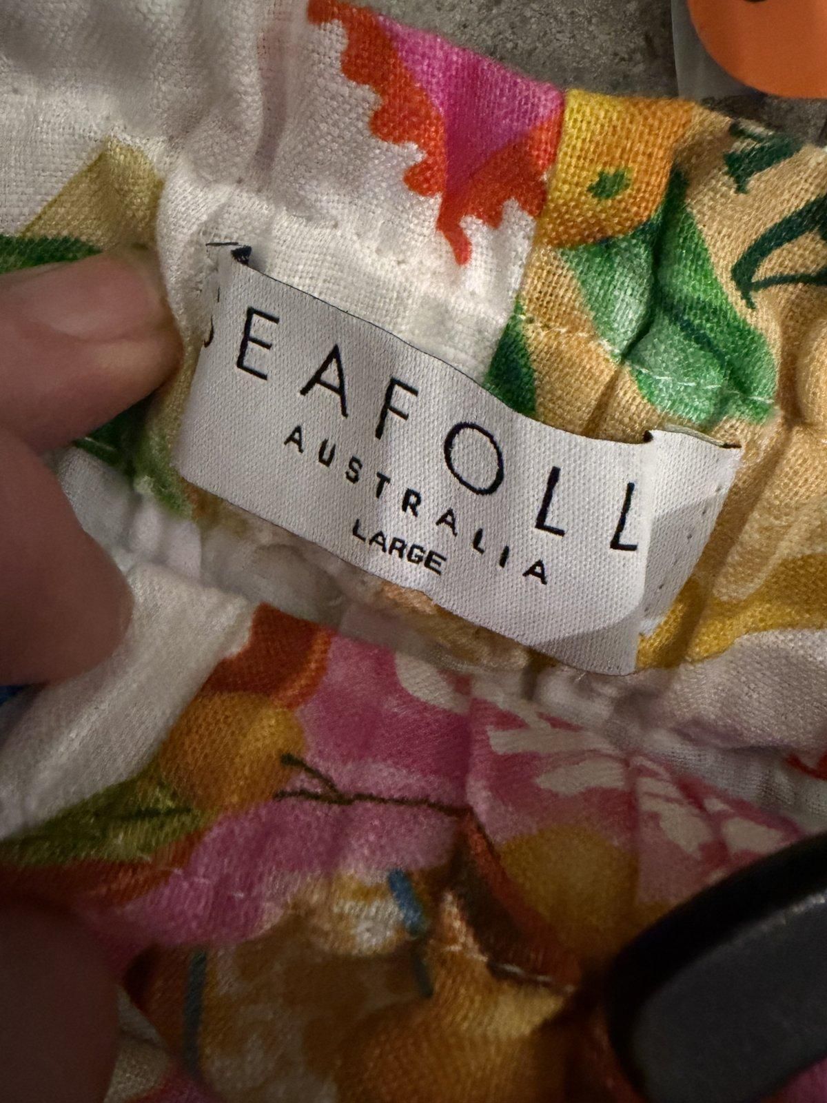 Seafolly Women's Citrus-Print Linen Paperbag Shorts L - Image 2