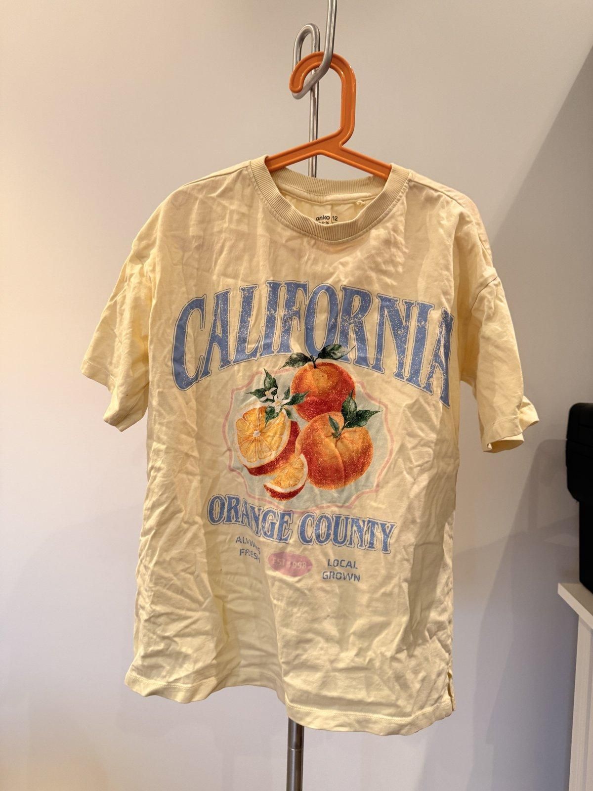Anko Girls California Orange County Graphic T-Shirt Size 12 Yellow - Image 1