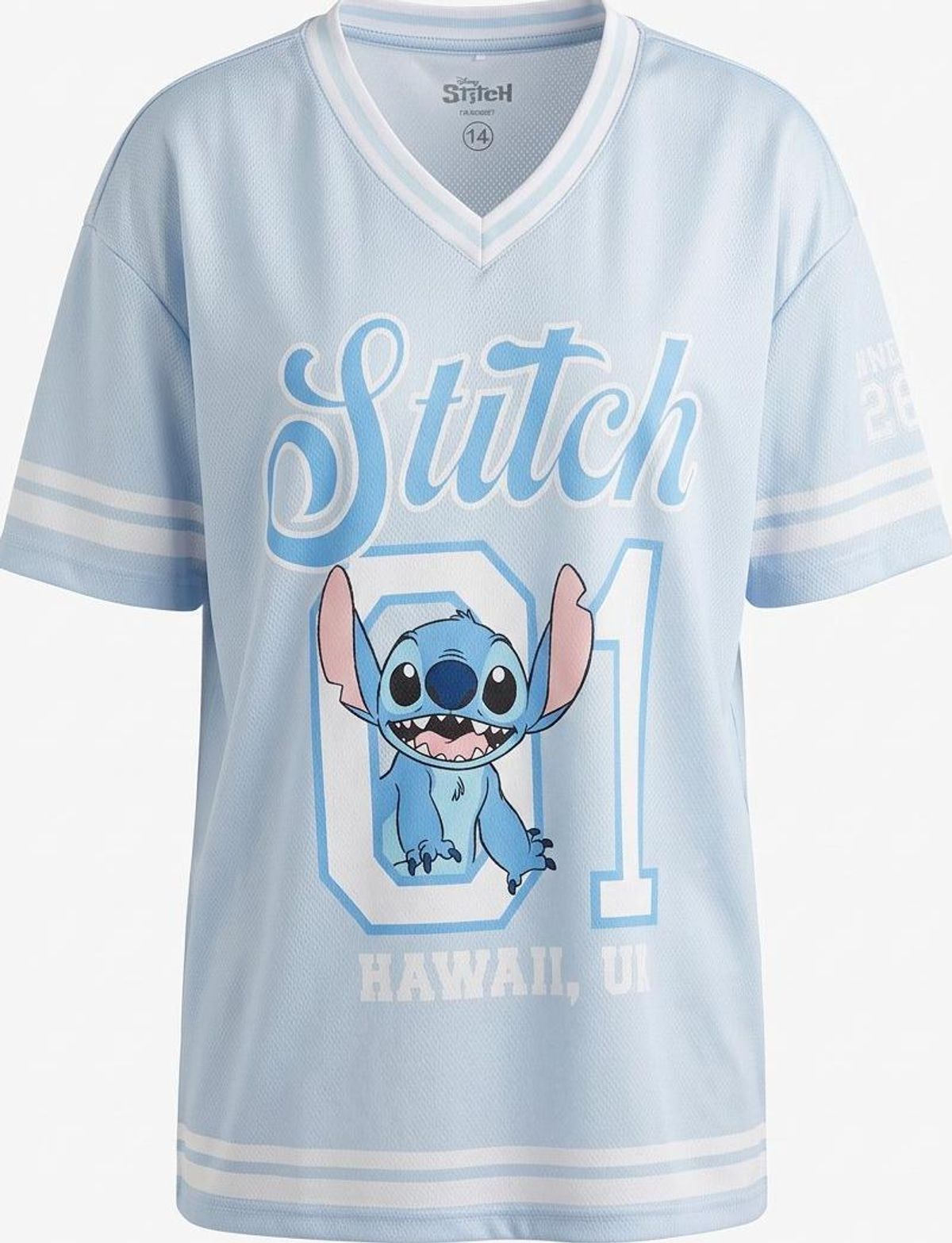 Disney Stitch Mesh Jersey Top Size 14 Blue - Image 1