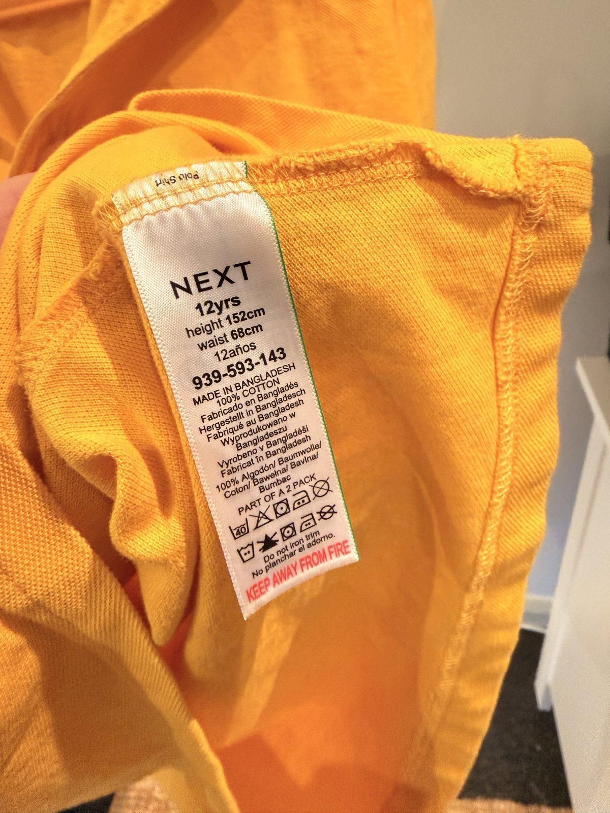 NEXT Boys School Polo Shirt Size 12 Yellow - Image 2