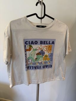 Sportsgirl Ciao Bella Vespa Cropped Tee XS Ivory for rent on The Volte - image 2