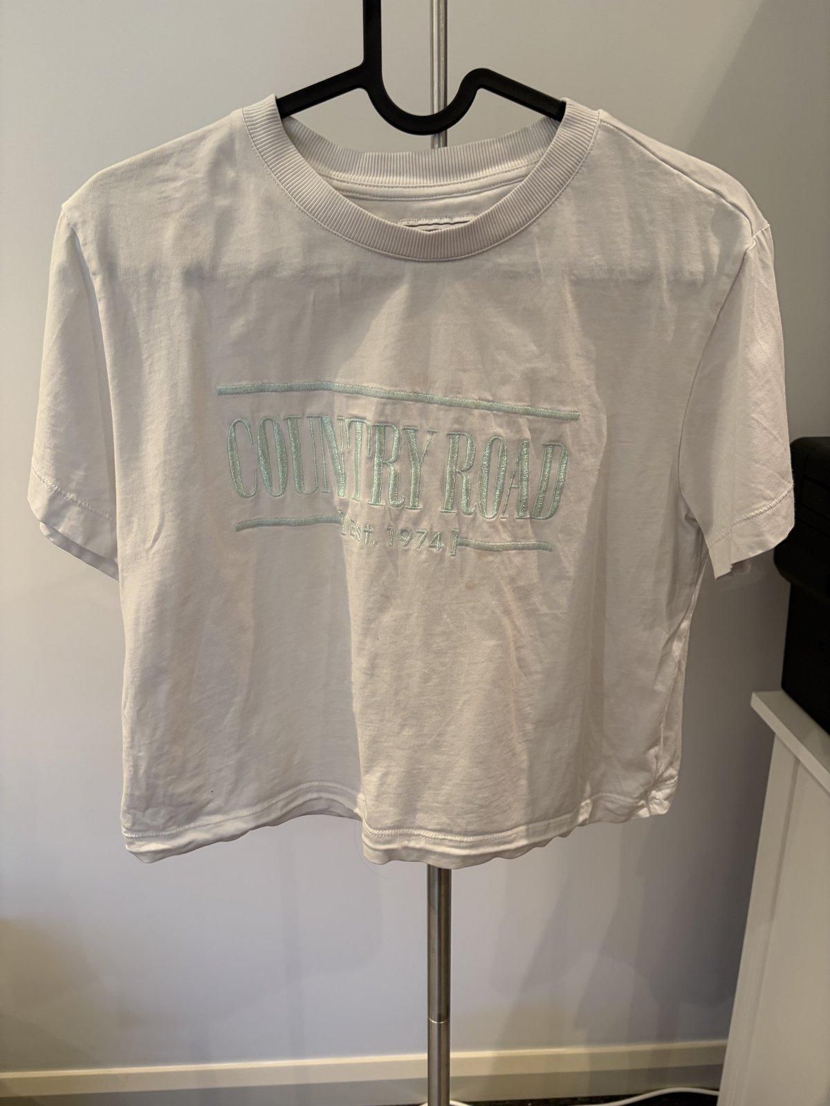 Country Road Logo Cropped T-Shirt Size 14 White - Image 2