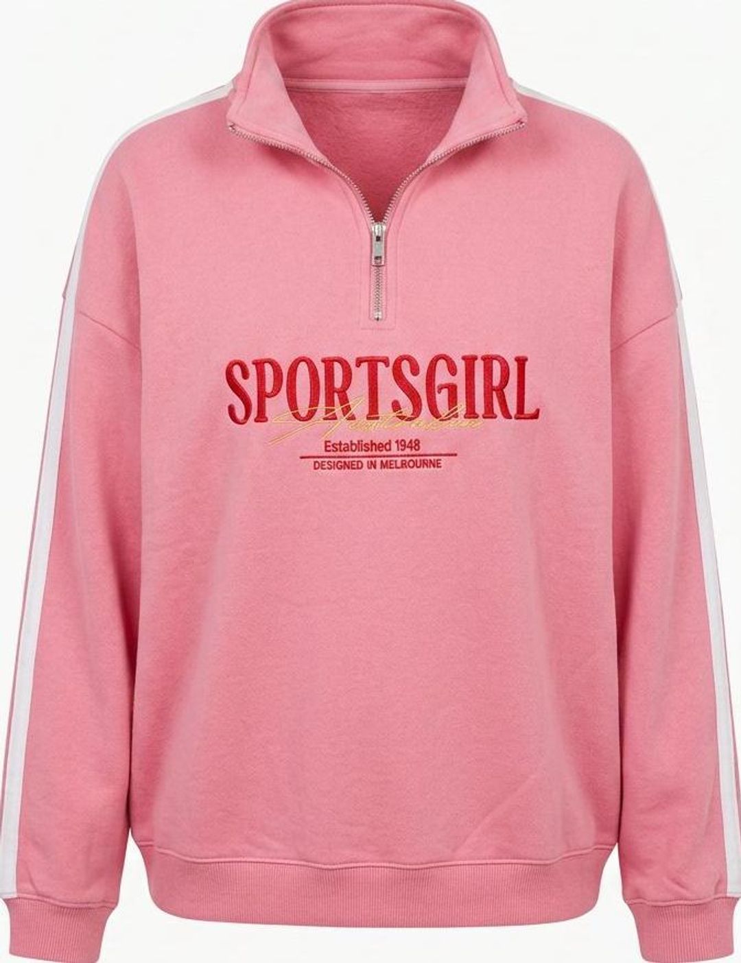 Sportsgirl Women's Quarter-Zip Sweatshirt Pink Size S for rent on The Volte - main image