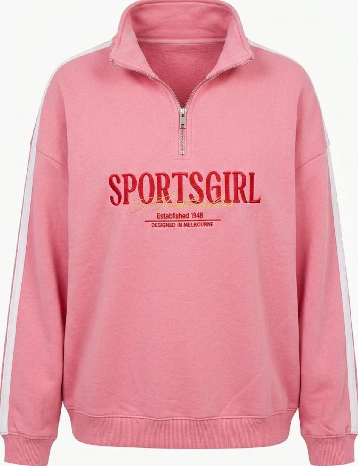 Sportsgirl Women's Quarter-Zip Sweatshirt Pink Size S - Image 1